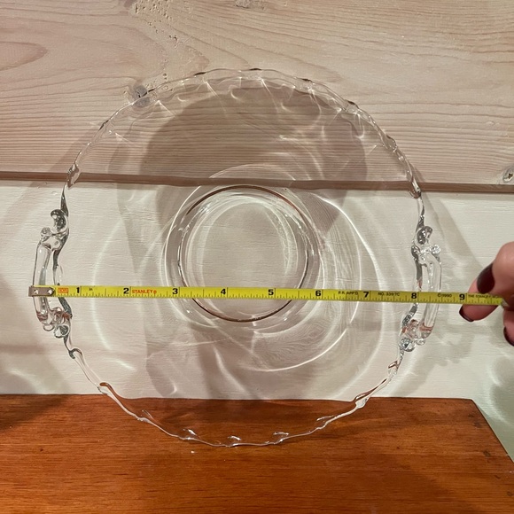 Vintage Fostoria Glass Century Pattern Clear Double Handle Curved Serving Plate - Picture 9 of 9